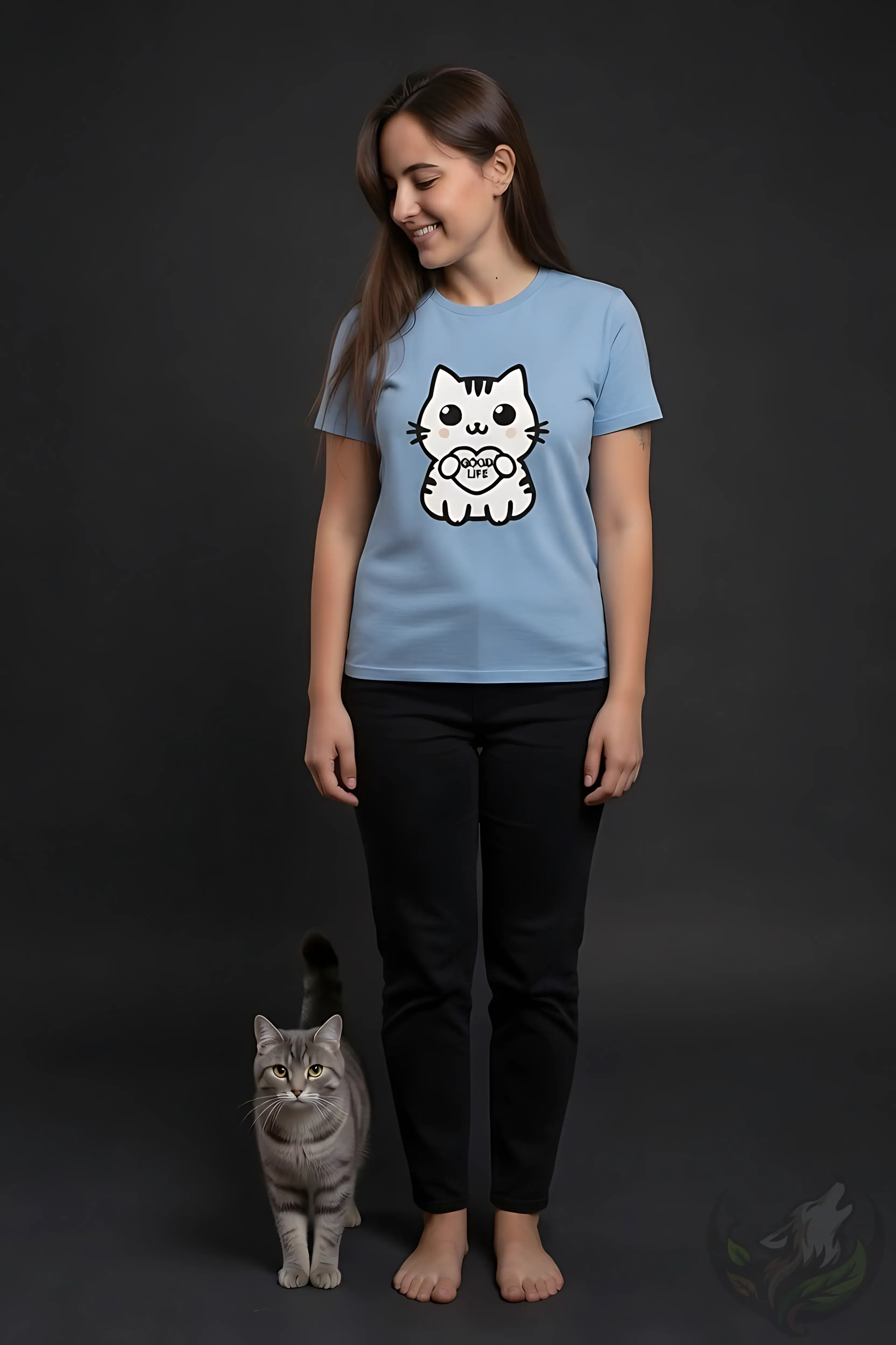 Women’s Good Life T‑Shirt – Cat Design – Fitted & Scoop Neck