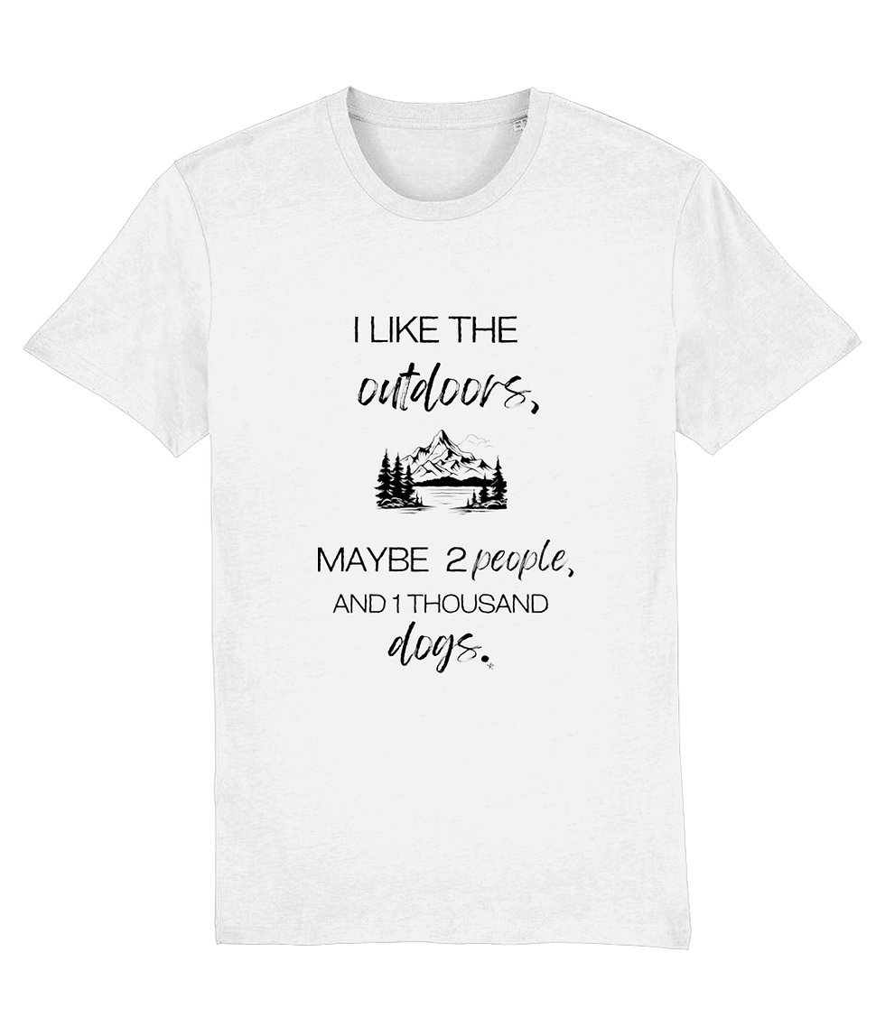 Thumbnail: plus size i like outdoors 1000 dogs creator shirt white – quality white creator tee with nature graphic and dog humor