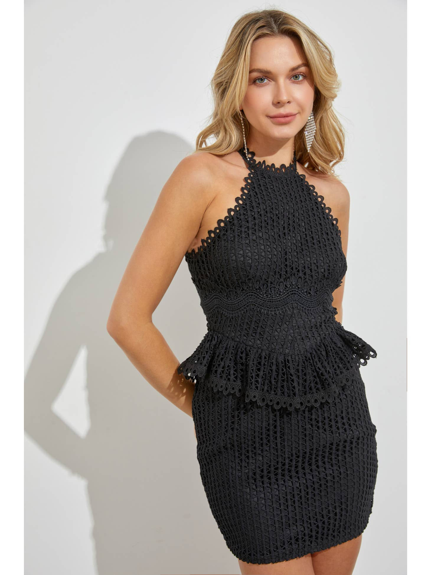 halter black mini dress