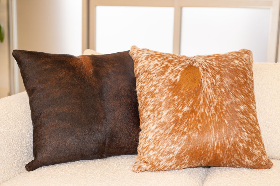 Thumbnail: Tawny Brindle and Caramel Speckle Cowhide Luxury Accent Pillows