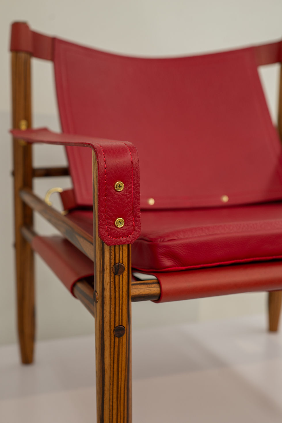 Thumbnail: Red Leather Safari Chair
