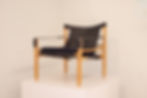 Navy Leather Safari Chair on hickory frame