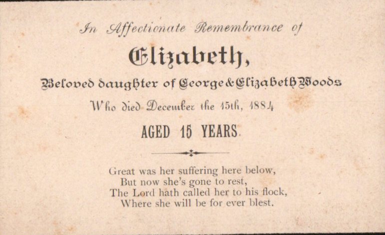 Elizabeth Woods - 1884