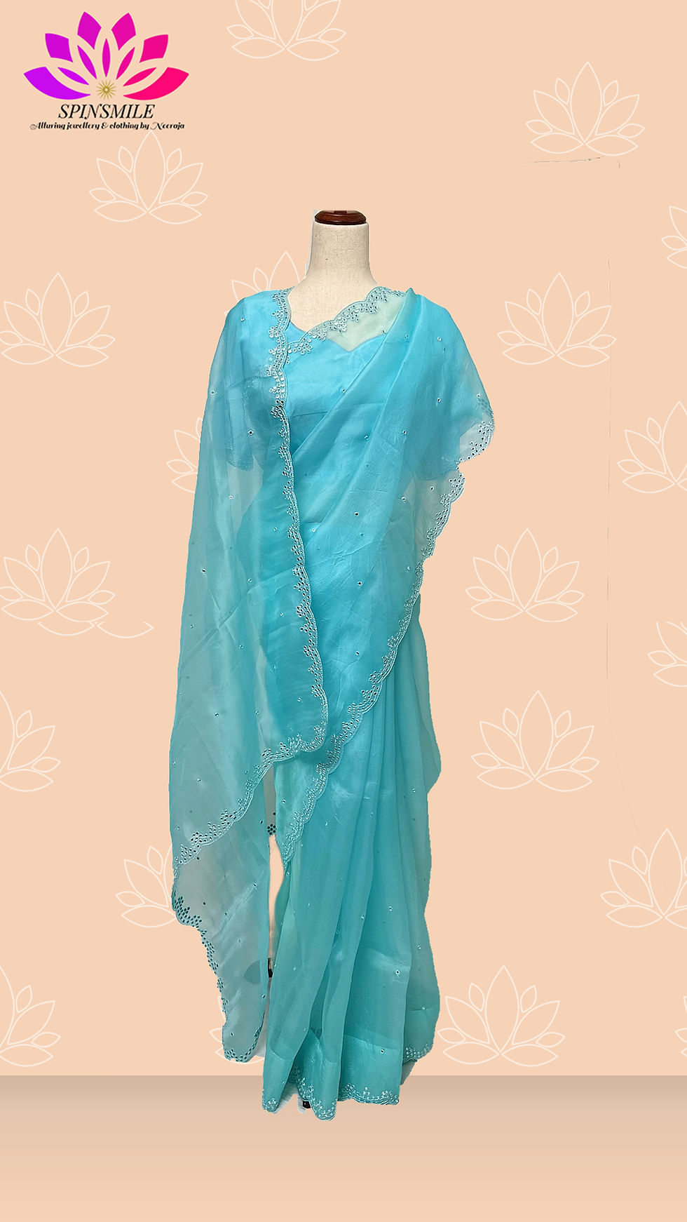 Thumbnail: Organza pure silk saree with  full front view