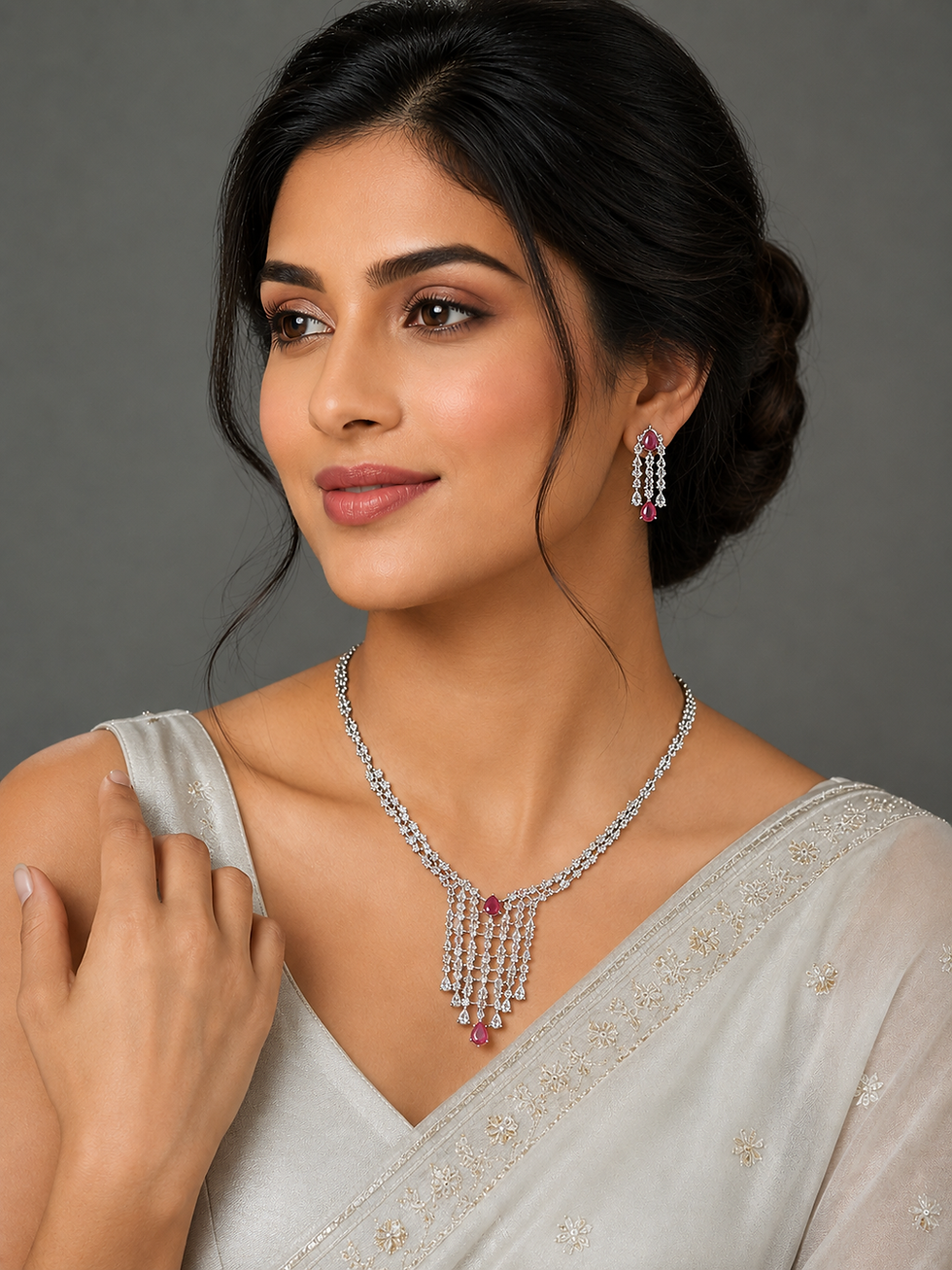 Diamond look alike necklace/diamond necklace/party wear cz's