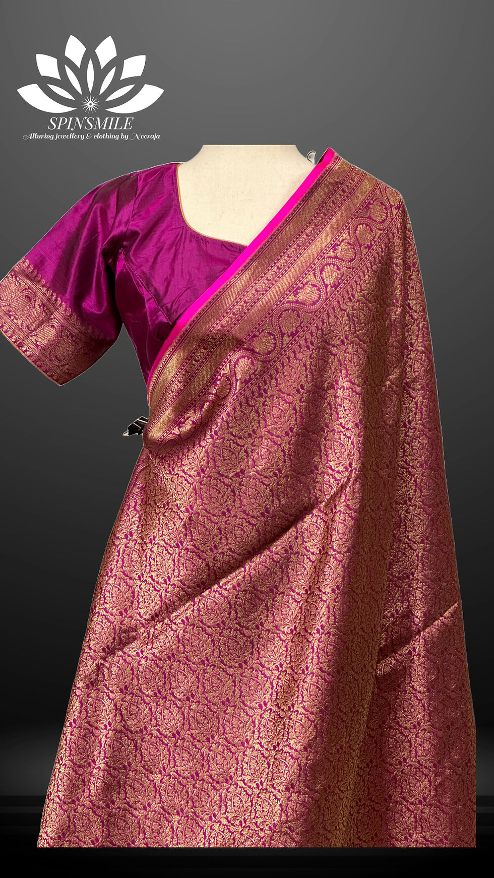 Thumbnail: Banarasi Brocade pure silk sari, handloom saree, stitched blouse,shipped in usa,