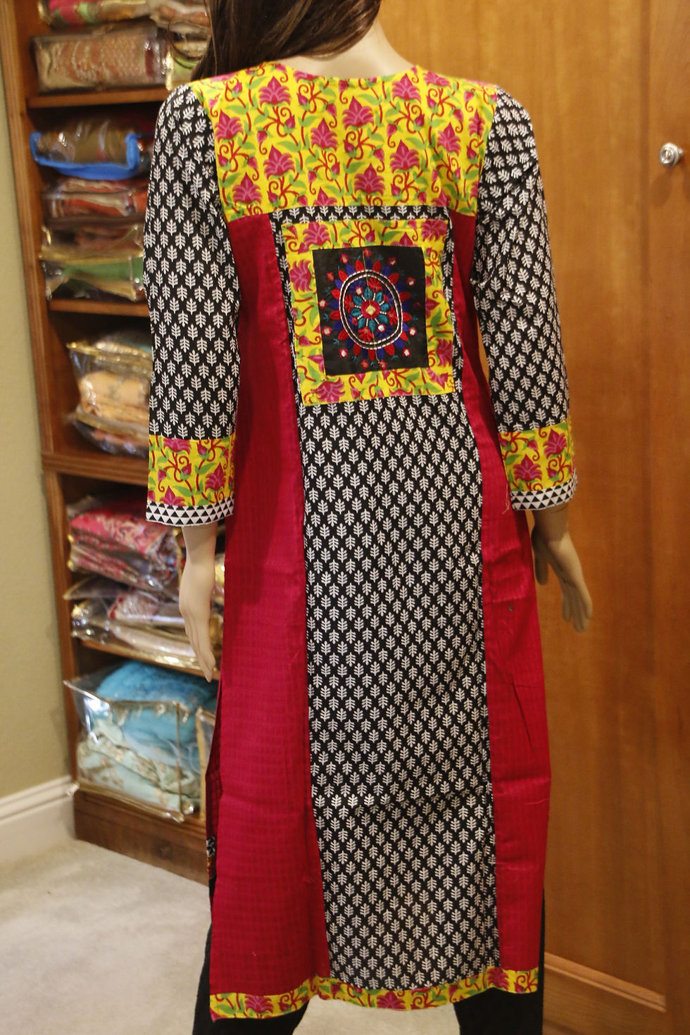 Thumbnail: Black Printed Cotton Kurta