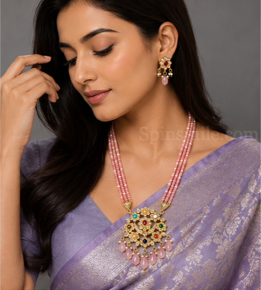 pink kundan necklace set, bridal jewelry set, indian statement necklace, luxury ethnic jewelry, kundan jewelry for women, wed