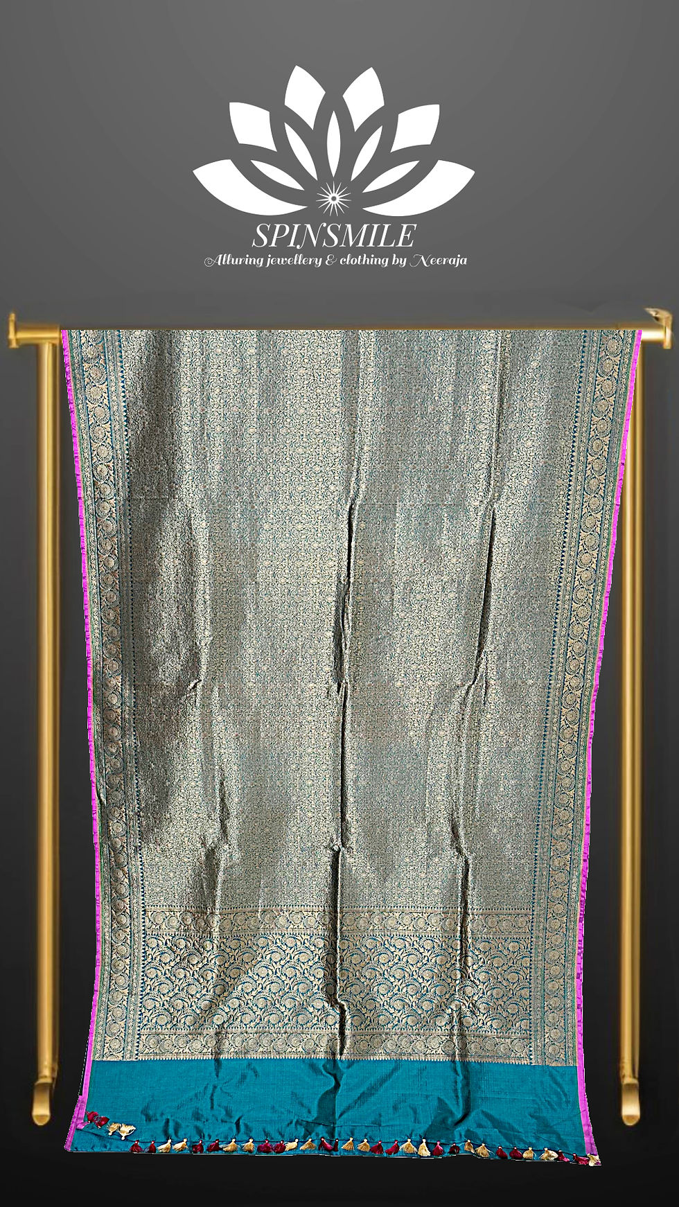 Thumbnail: Antique Zari, Brocade Banarasi Silk Saree in Green color, Silk mark certified, stitched blouse, shipped  in usa