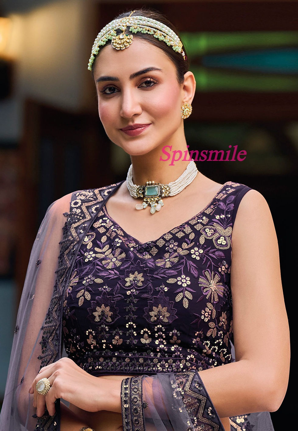 Dusty Purple Lehenga Choli Embroidery Work