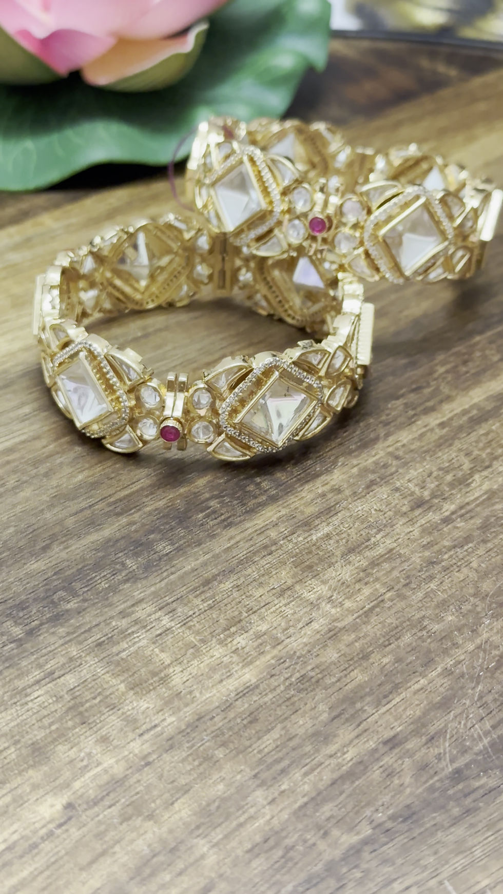 Thumbnail: Gold Plated Kundan Openable Bracelet