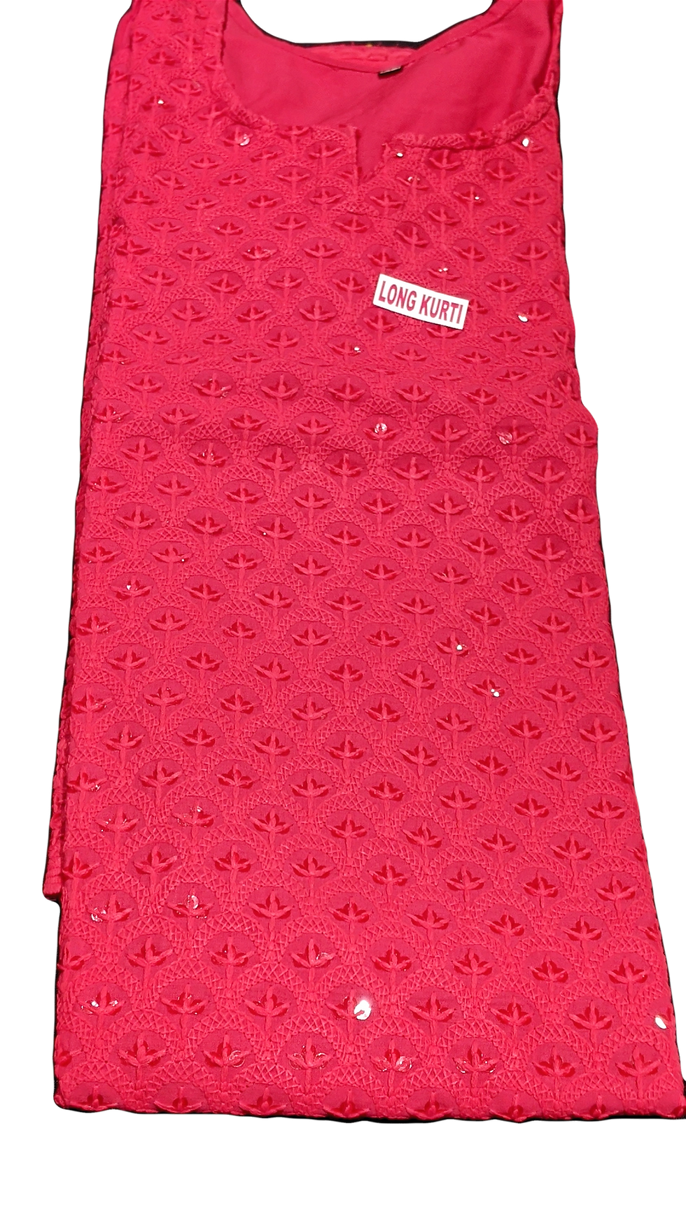 Rani Pink Yellow Chikankari Kurti