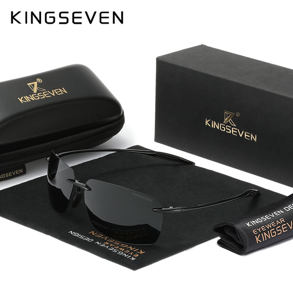 KINGSEVEN Ultralight Rimless Polarized Sunglasses – UV400 Rectangle Frame for M