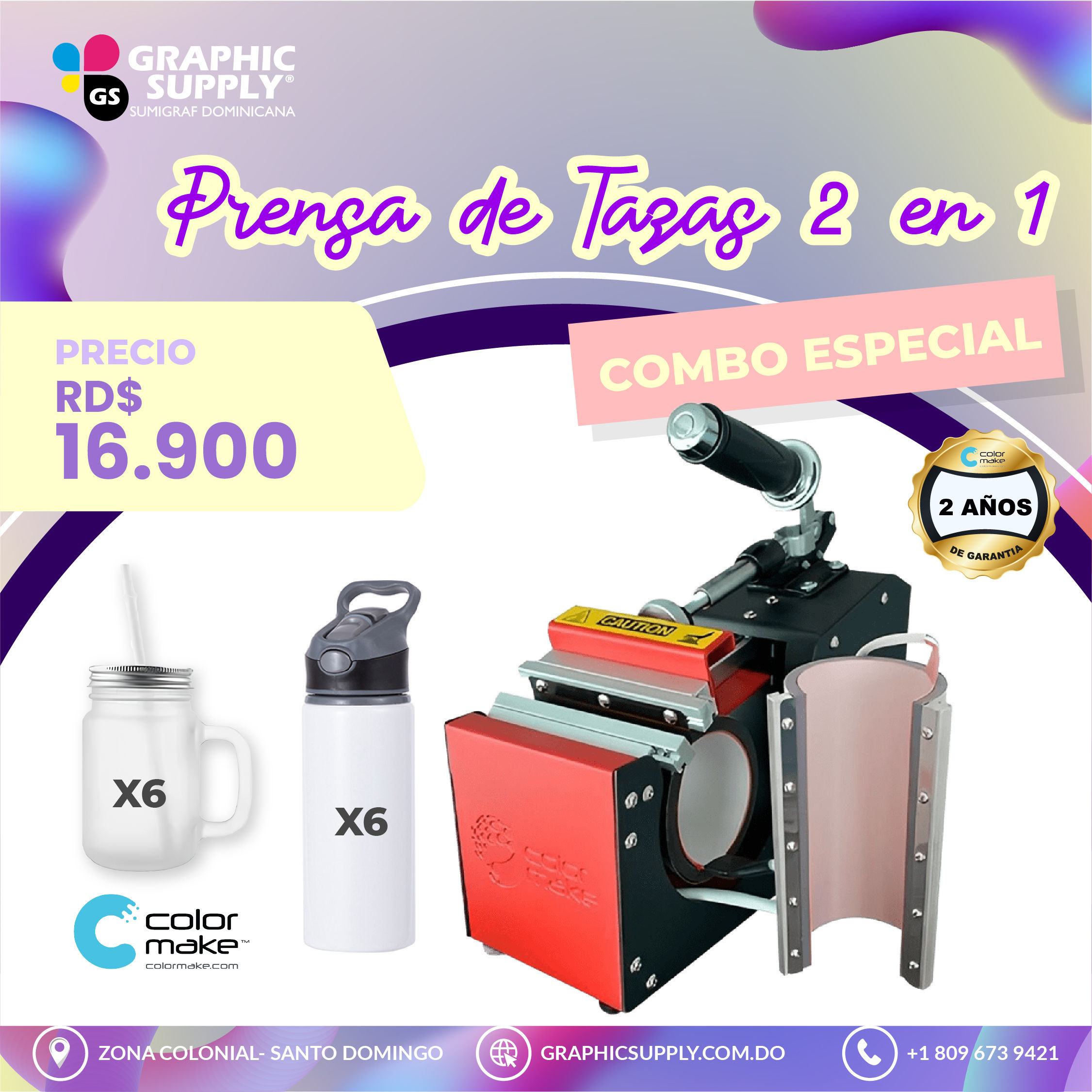 PRENSA DE TAZAS 2 EN 1 SEMIAUTOMÁTICA COLOR MAKE