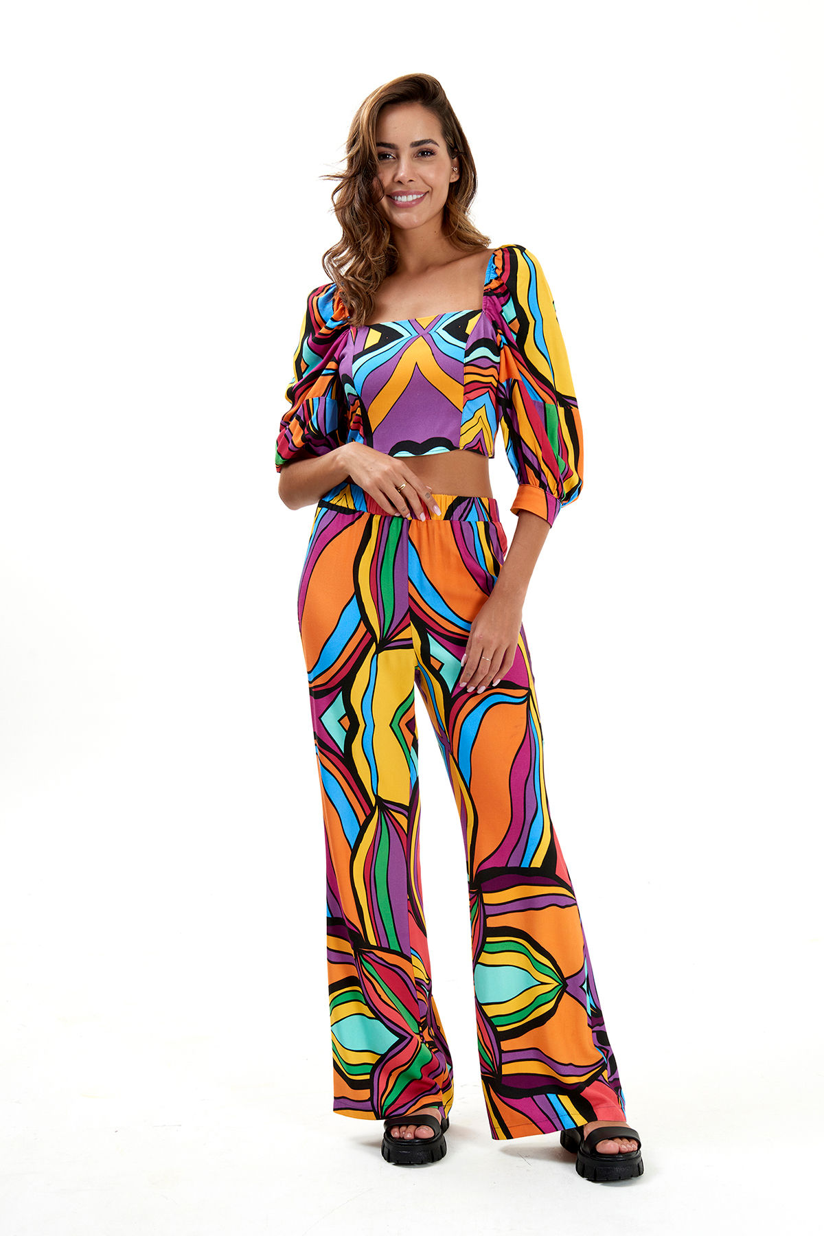 7022 Bol Paça Desenli Pantolon