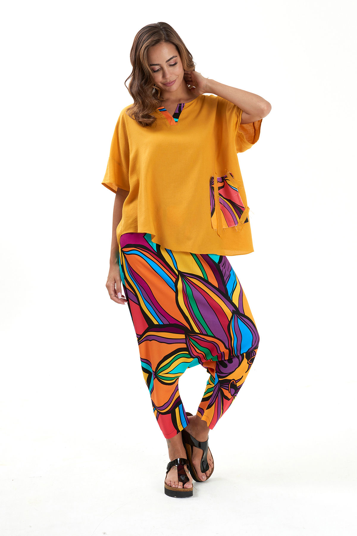 7024 Peçli Bol Bluz