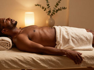 Um homem sobre uma mesa de massagem