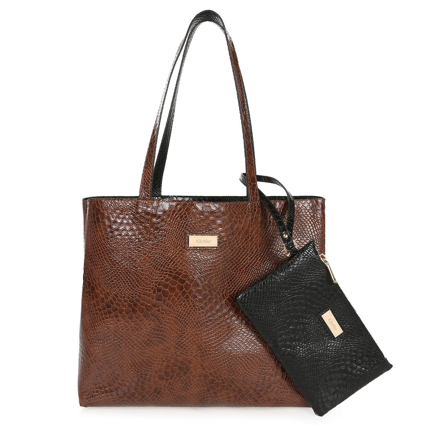 Killdeer Allways Çift Yüz ﻿Omuz Çantası Kroko Kahverengi - Kroko Siyah