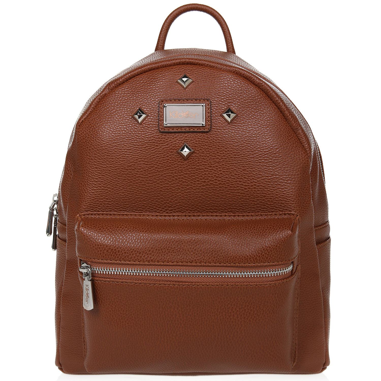 Travel Stark Sırt Çantası Taba Silver Aksesuarlı Önden Görünümü