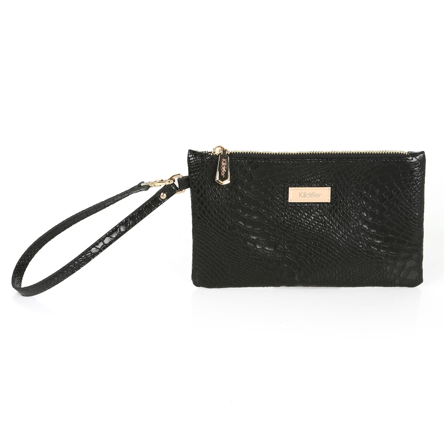 Allways El ve Makyaj Çantası Kroko Siyah Önden Görünümü