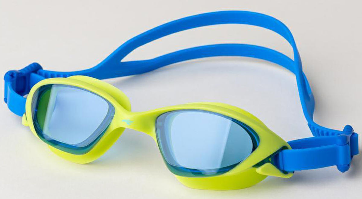Жовті окуляри для плавання з синіми ремінцями, для басейну, SwimDream.