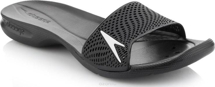 Прев'ю: Чорна шльопанці з білим логотипом на літній сезон, Інтернет-магазин SwimDream