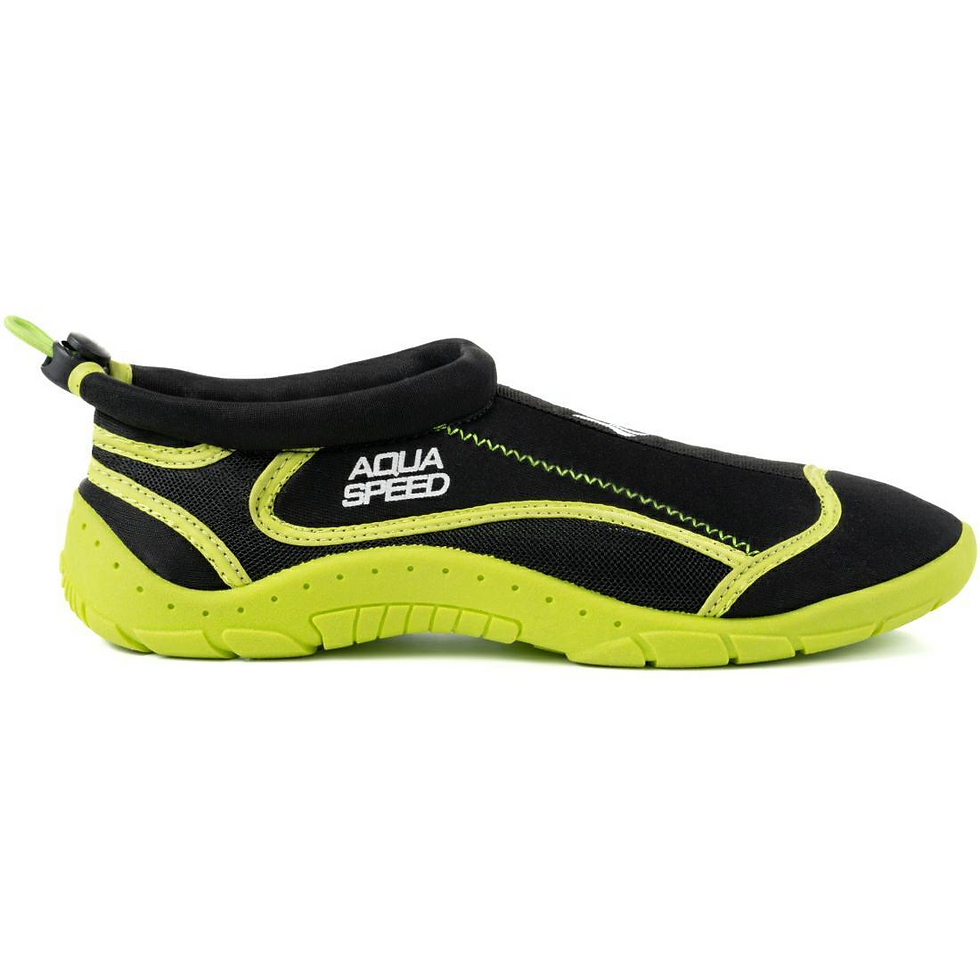 Прев'ю: Чорно-зелені черевики для плавання з написом Aqua Speed, захист від води
