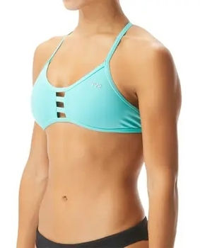 Жінка в блакитному купальнику. Стильний купальник для плавання, SwimDream.