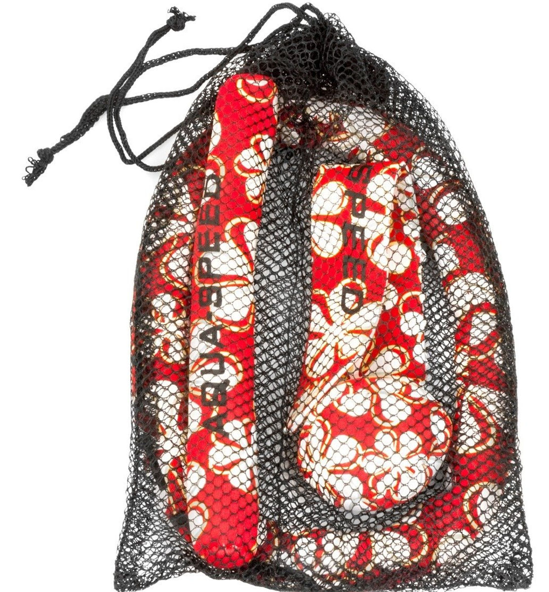 Червоні плавальні аксесуари в сітчастій сумці, напис, Шапка для плавання Aqua Speed BUNT 4055.