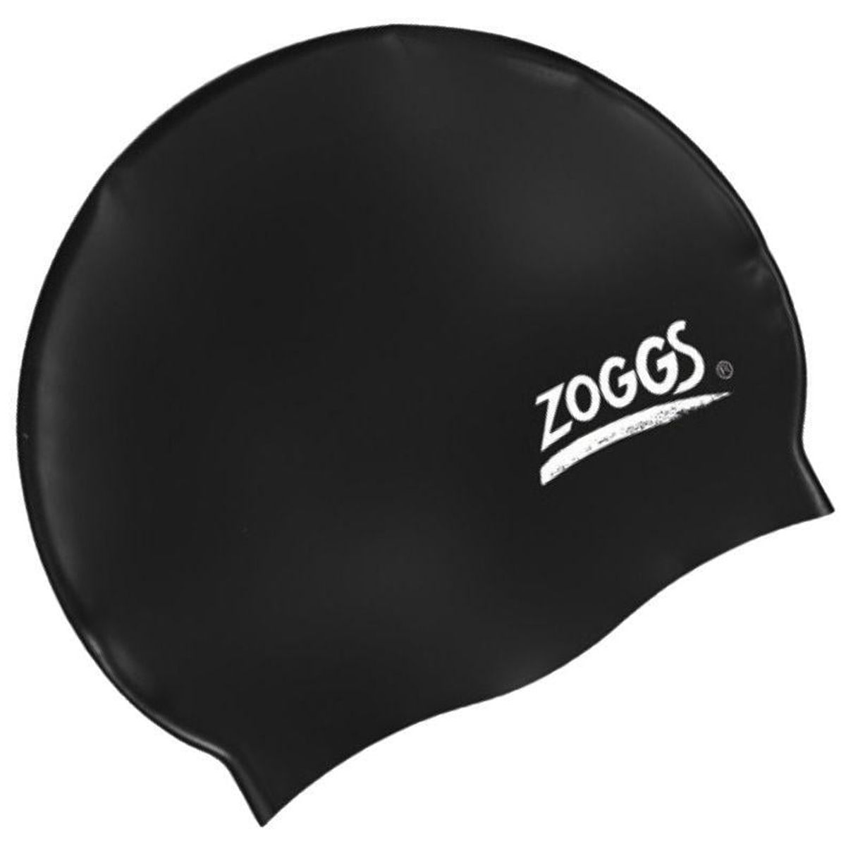 Чорна шапочка для плавання Zoggs, логотип бренду, аксесуар для басейну.