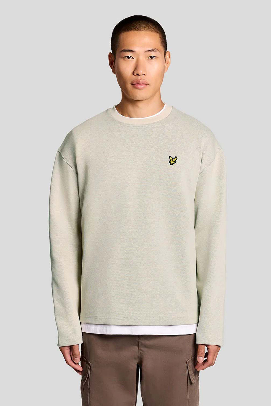 Чоловічий світшот Lyle & Scott RAISED JACQUARD CREW NECK SWEA putty