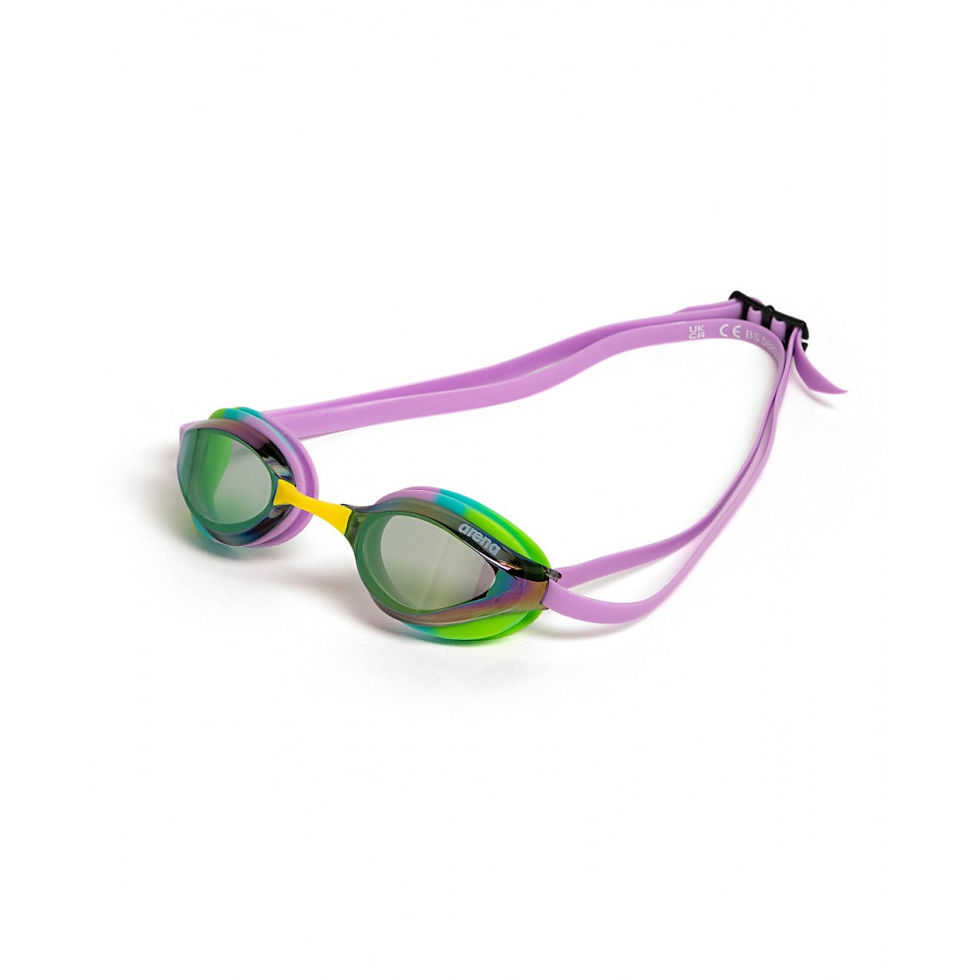 Plunging goggles with mirrored lenses, purple strap. SwimDream online store for swimming products.