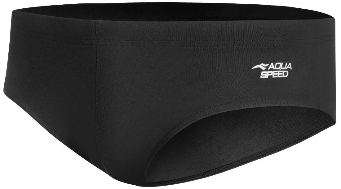 Чорні плавки Speedo з логотипом, вид спереду. Інтернет-магазин SwimDream.