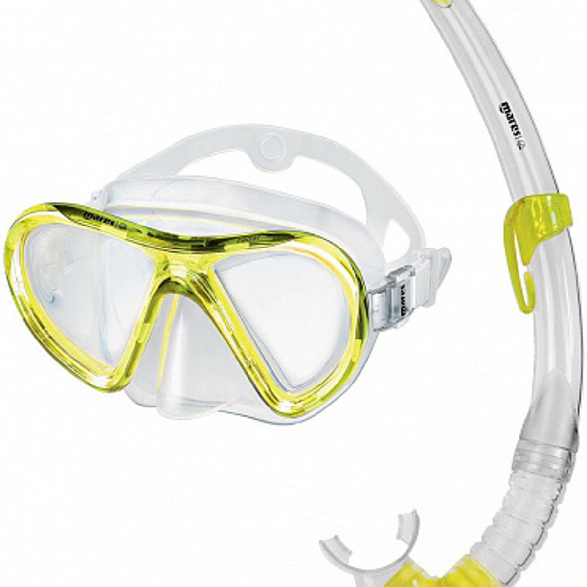 Жовта маска для підводного плавання та трубка Mares, інтернет-магазин SwimDream.