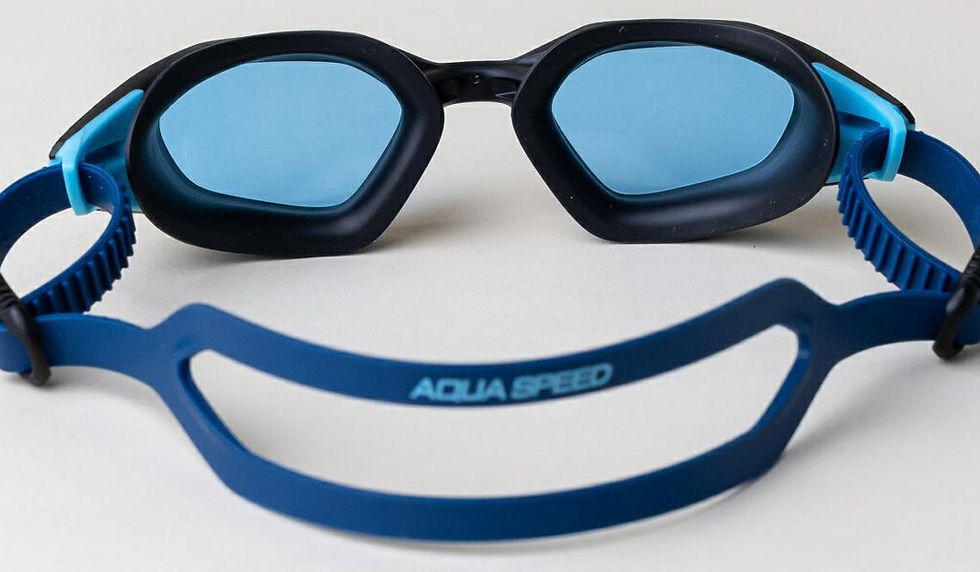 Прев'ю: Aqua Speed окуляри для плавання, сині лінзи та бренд на ремінці SwimDream
