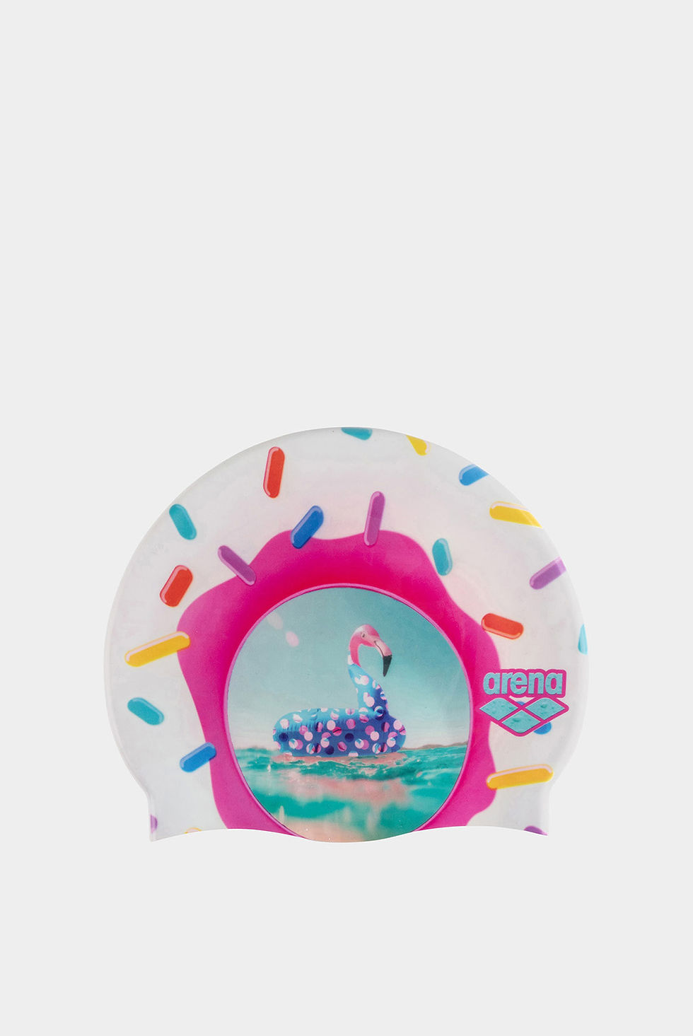 Arena swim cap with donut print and flamingo graphic. Інтернет-магазин SwimDream.
