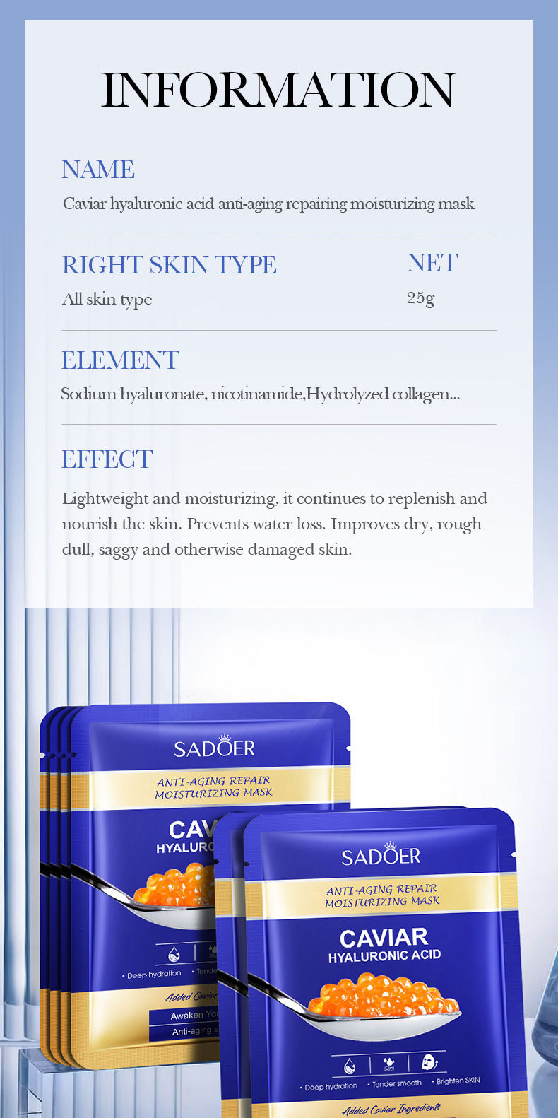 Thumbnail: SADOER 5-Piece Caviar & Hyaluronic Acid Face Mask Kit