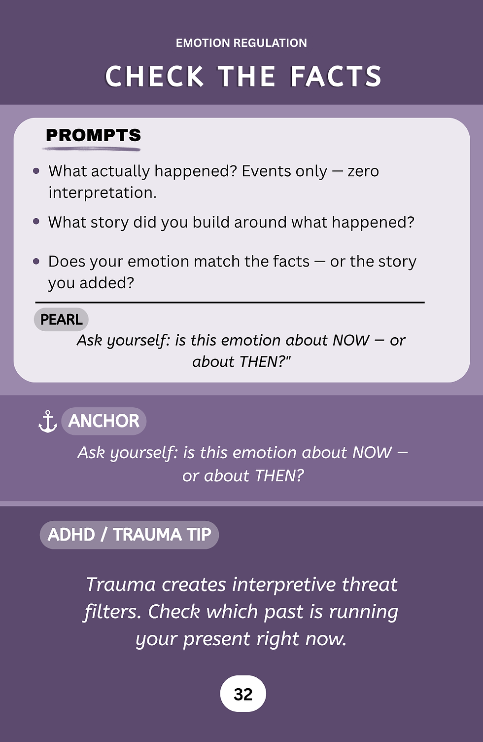 Thumbnail: DBT Coping Card 32: Check the Facts, emotion regulation