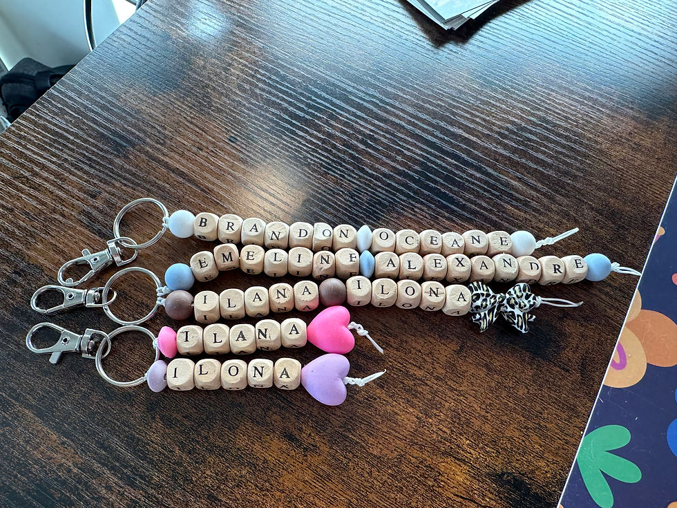 Miniature : Porte-clés personnalisés en perles de bois avec noms