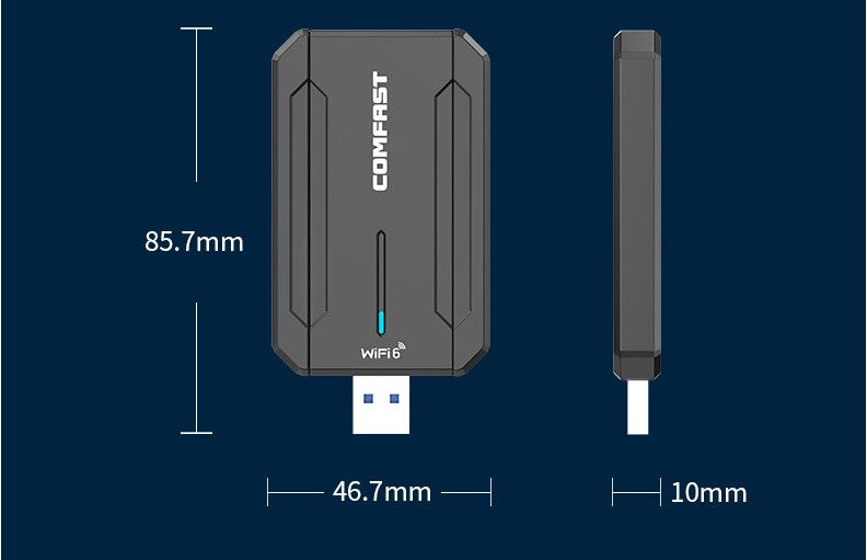 Thumbnail: Comfast High Speed Rtl8832au Ax1800Mbps WiFi Adapter WiFi 6 USB Wireless Dongle