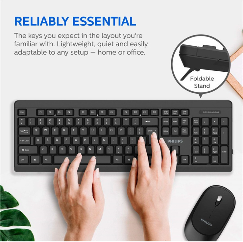 Thumbnail: Philips SPT6324 Wireless Keyboard and Mouse Combo | Ambidextrous, Low-Profile |