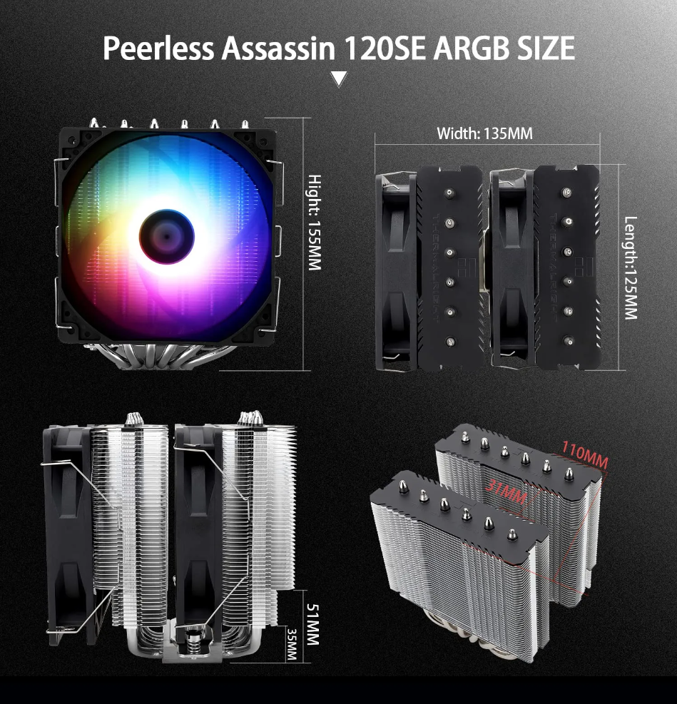 Thumbnail: Thermalright Peerless Assassin 120 SE BLACK ARGB / WHITE ARGB CPU Air Cooler