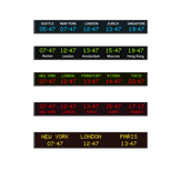 Digital clocks in a financial trading floor ensuring synchronized transaction timing