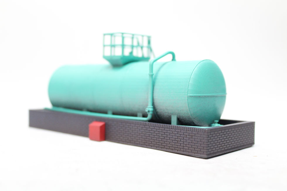 Thumbnail: Fuel Store Tank 121mm with Blue Brick Bund - GREEN - 1:76 OO Gauge