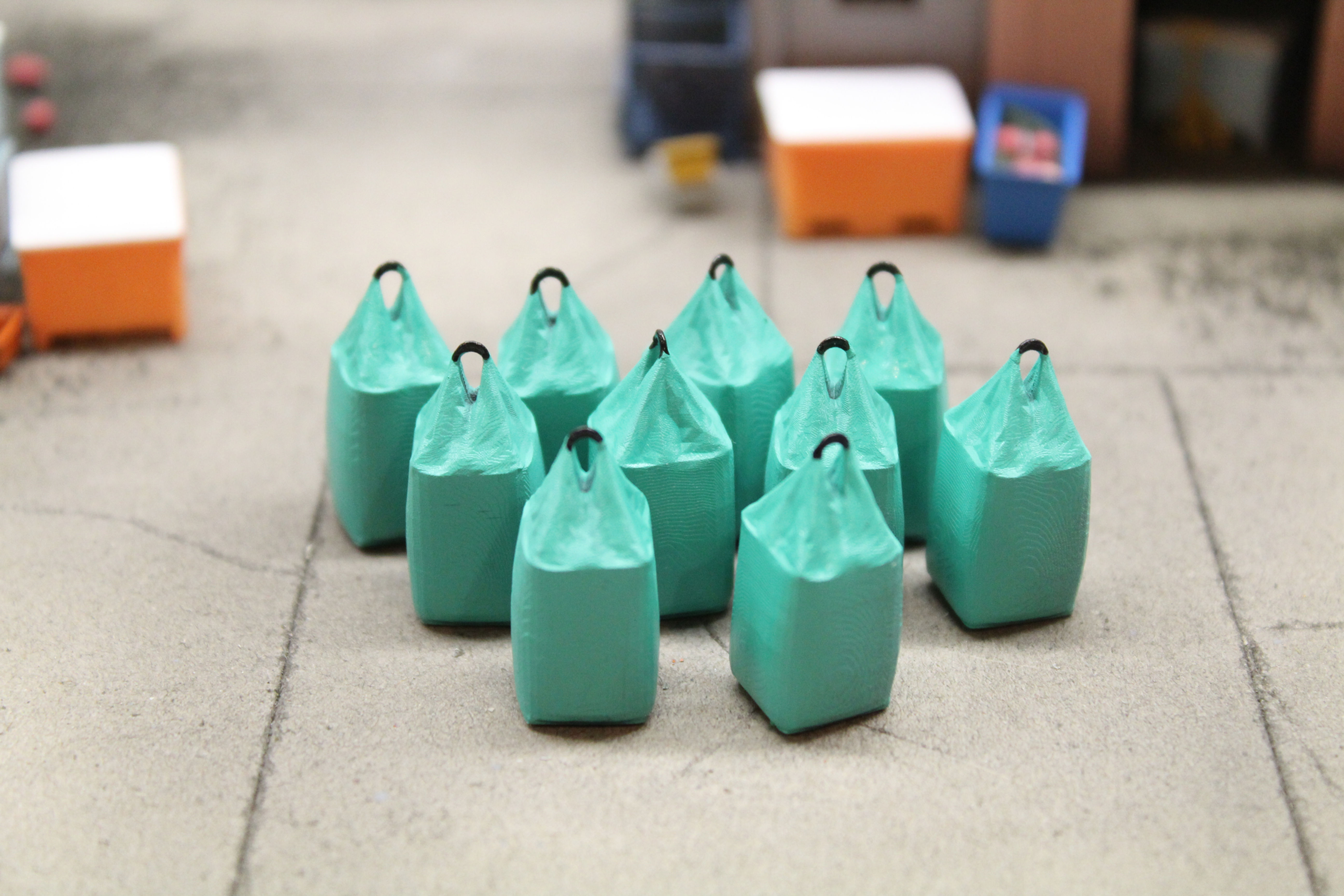 Fertiliser Tonne Bags - GREEN - Pack of 10 - 1:76 OO Gauge Model Railway