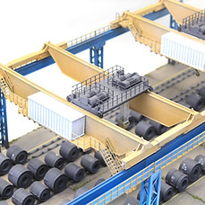 Steel Scene Diorama with Cranes and Coil