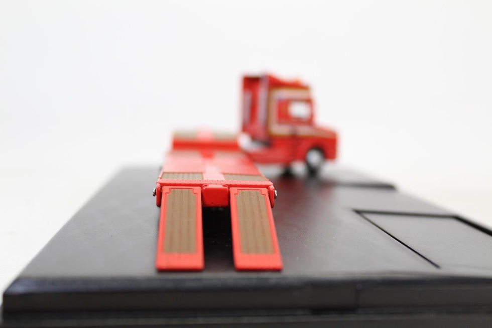 Thumbnail: Oxford T Cab Scania Sandy Kydd Red Low Loader Lorry P12