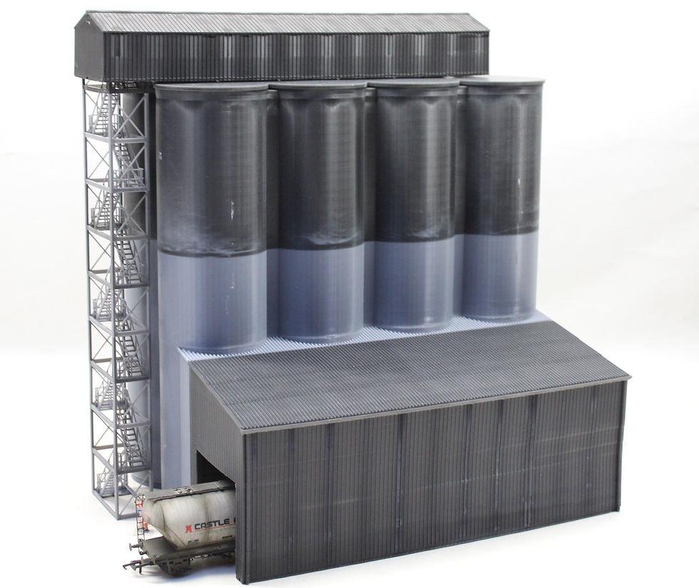 Thumbnail: Cement Silos - SET OF 8 - Side Loading Over Rail - UNPAINTED KIT - 1:76 OO Gauge