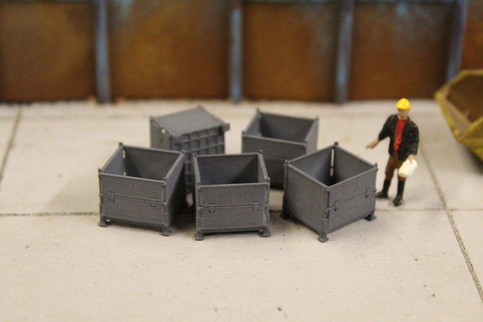 Thumbnail: 5 x Grey Stillage Containers - 1:76 OO Gauge Model Railway