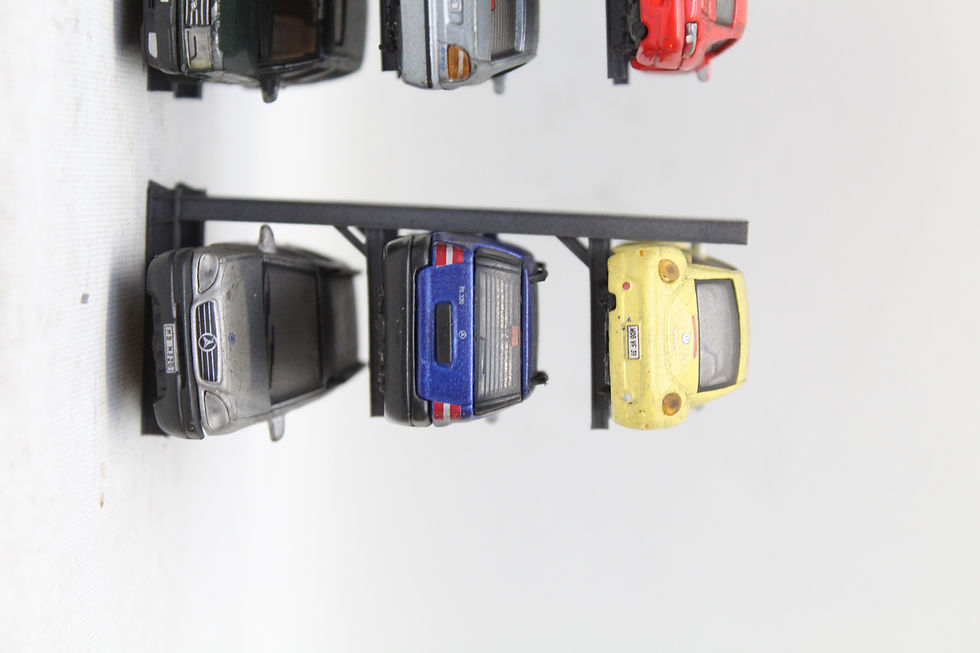 Thumbnail: Scrap Cars on Racks - 3 Racks (9 cars) - Version 2 - 1:76 OO Gauge Model Railway